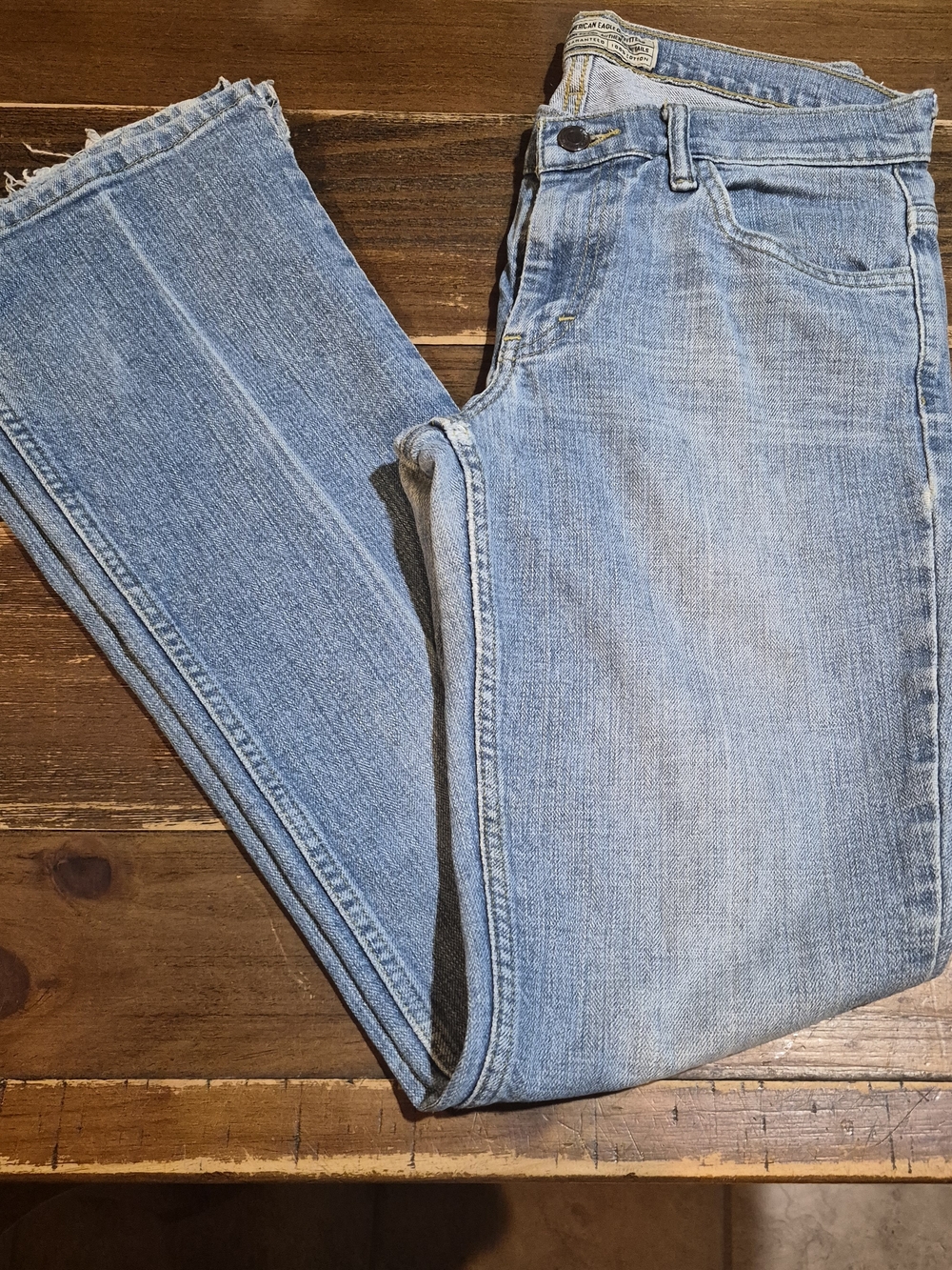 American Eagle Distressed Bootcut Flare Jeans Light Wash